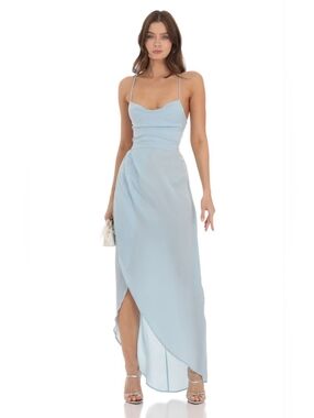 Lucy in the Sky | Ciara Satin Luxe Maxi in Dusty Blue XS